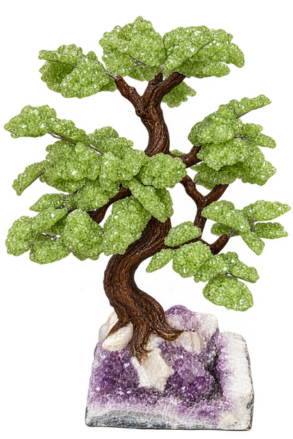 XL Aventurine Gemstone Tree on Natural Amethyst Geode