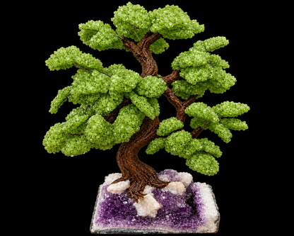 XL Aventurine Gemstone Tree on Natural Amethyst Geode