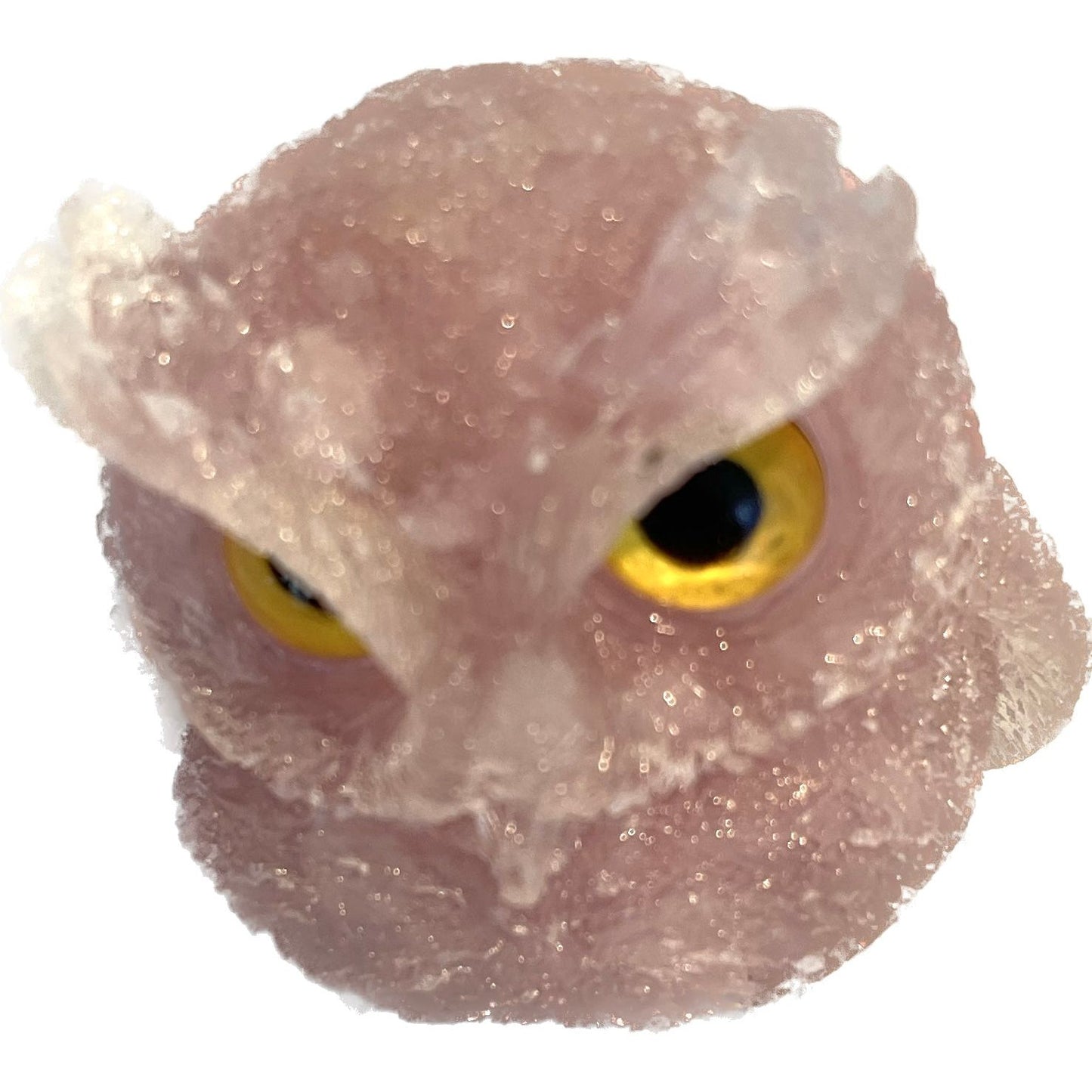 2 1/2 inch  Natural Crystal Macadam Epoxy Rose Quartz Owl