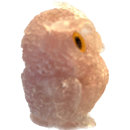 2 1/2 inch  Natural Crystal Macadam Epoxy Rose Quartz Owl