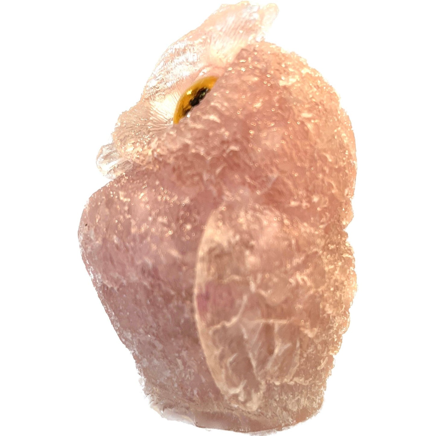 2 1/2 inch  Natural Crystal Macadam Epoxy Rose Quartz Owl