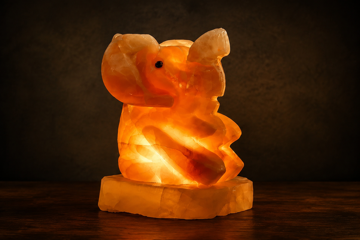 Hand-Carved Natural Onyx Elephant Lamp