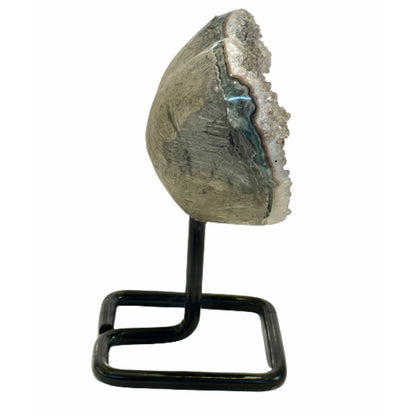 Clustered Crystal 4.5 inch Gray Amethyst Heart on a Metal Stand